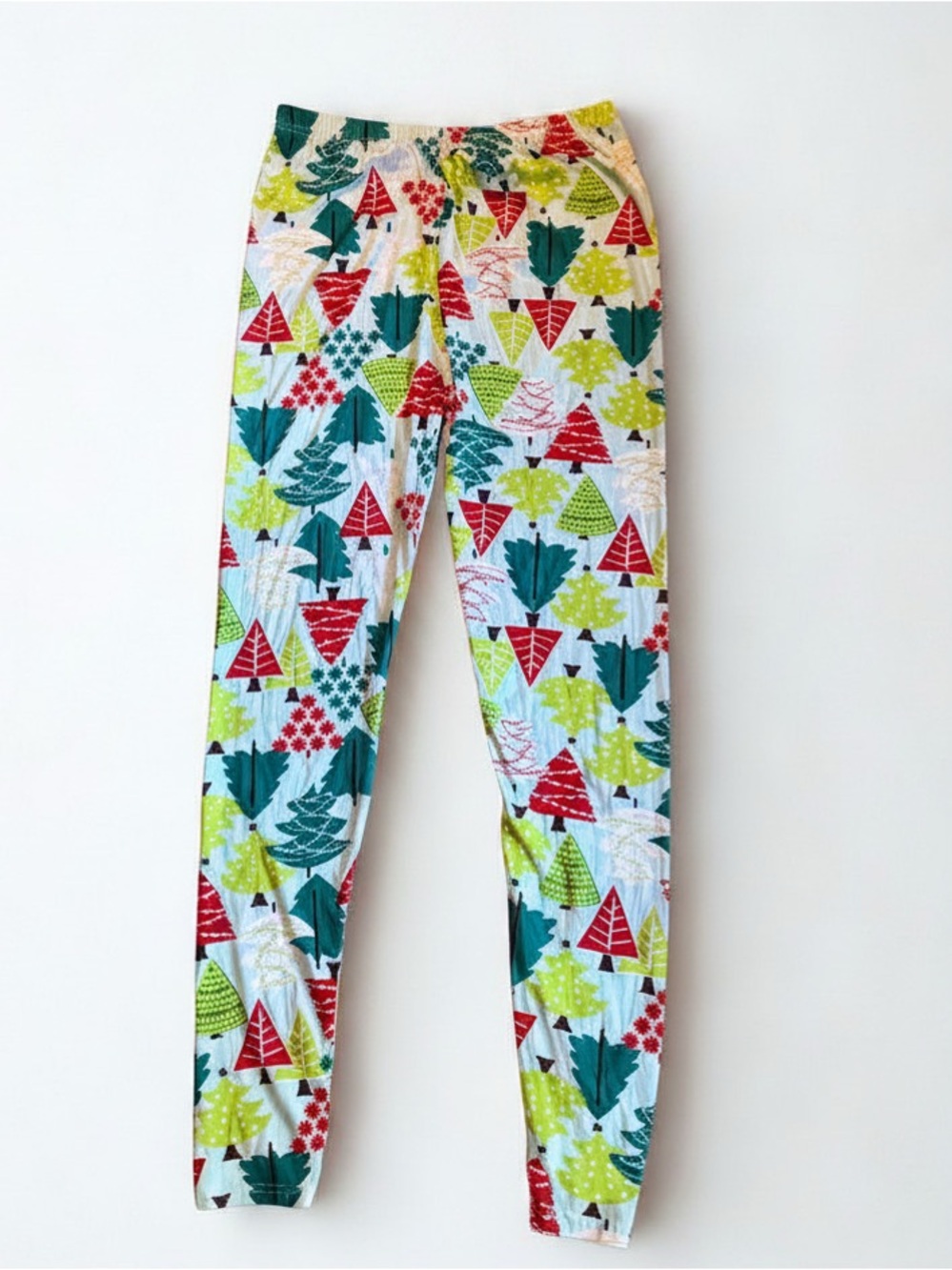 Two Left Feet Festive Holiday Christmas Tree Stretchy Leggings Size L/XL (12-14)